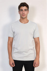 VELVARDE DÜZ BİSİKLET YAKA TSHIRT AÇIK YEŞİL(1881)